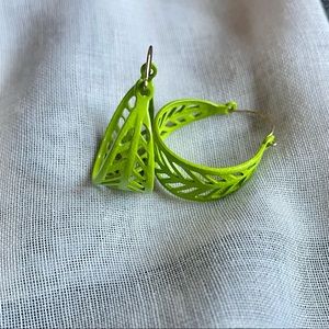 Vintage Green Enamel Hoop Earrings